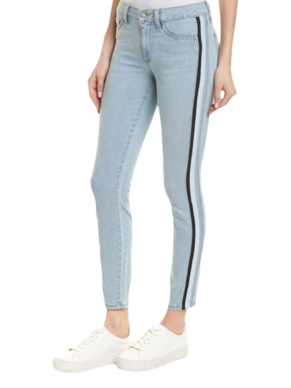 Siwy Lauren Mid Rise Skinny Ankle Jeans Mixed Tape Side Stripe Light Size 25